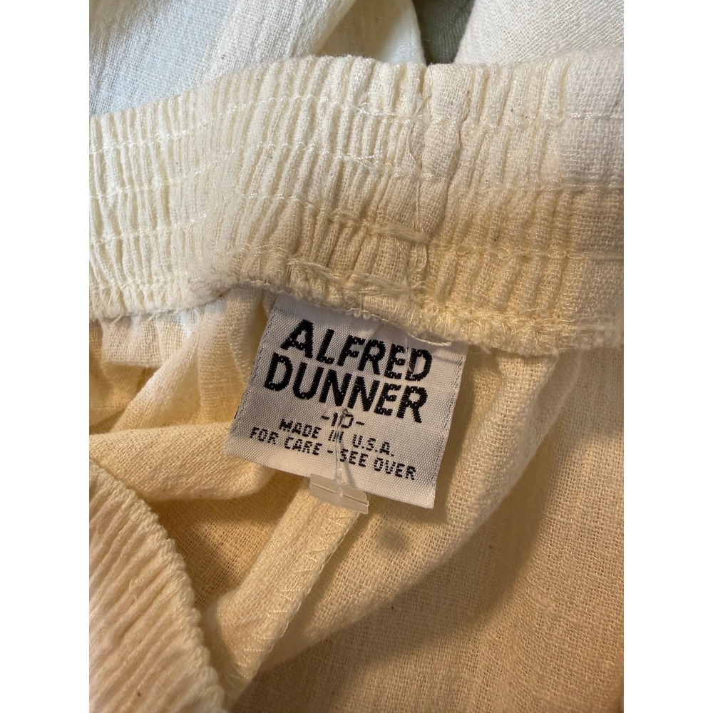 Alfred Dunner Vintage Cream Linen Blend High Rise Elastic Waist Pants sz 10 USA - Picture 3 of 7